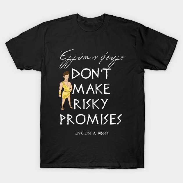 Dont make risky promises and live like a Greek ,funny apparel hoodie sticker coffee mug gift for everyone T-Shirt by district28